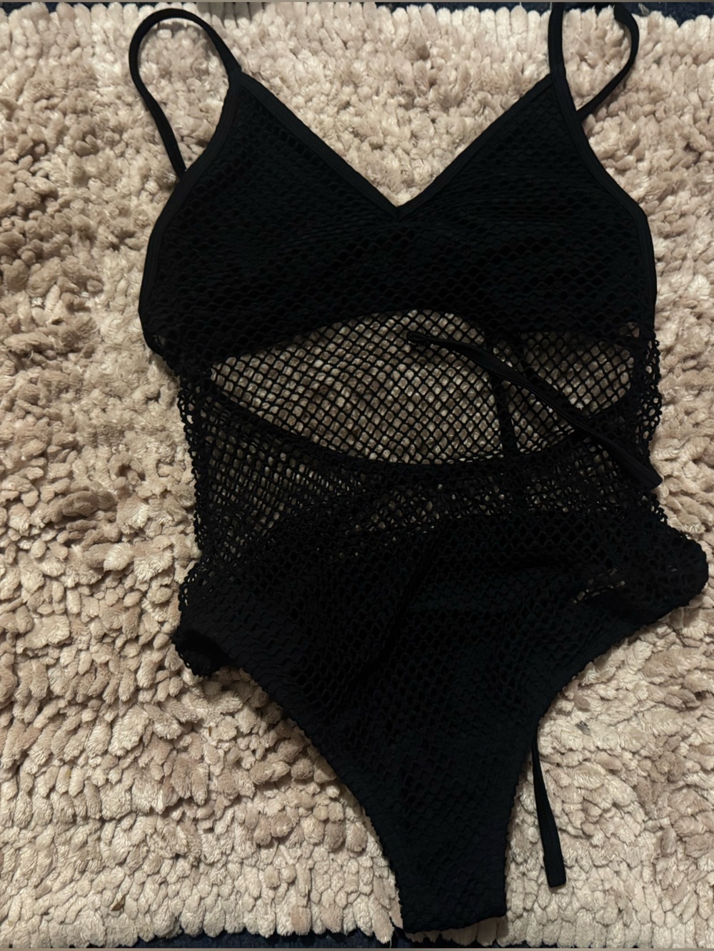 Xhilaration Black Mesh One-Piece Swimsuit